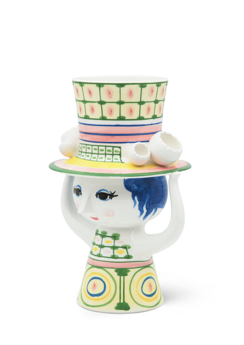Lady with hat vase, grøn - H24,5 cm.